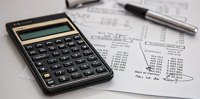 A calculator and a tax form 