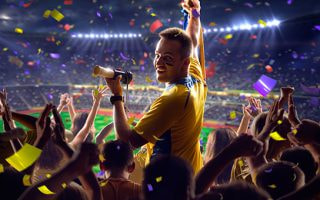 Fans Cheering at a Football Ground