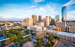 Sunrise over Oklahoma City in Oklahoma, United States