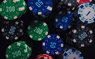 Stacks of colored poker chips