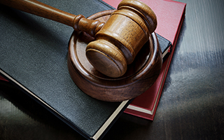 A gavel and some law books