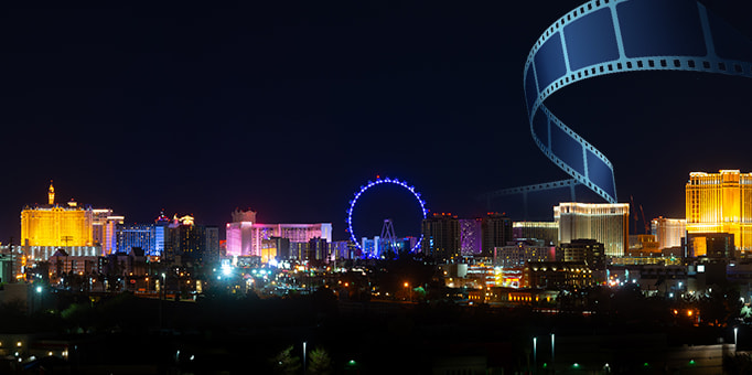 The Las Vegas panorama at night, the location of the iconic Casino movie from 1995.