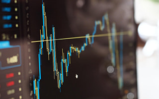 A stock market chart on a computer screen