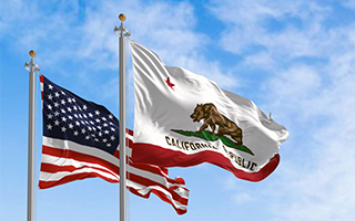 The flags of California and America