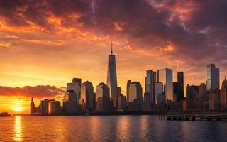 New York's skyline during sunset
