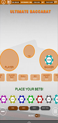 Placing an online baccarat bet on player, banker, or tie