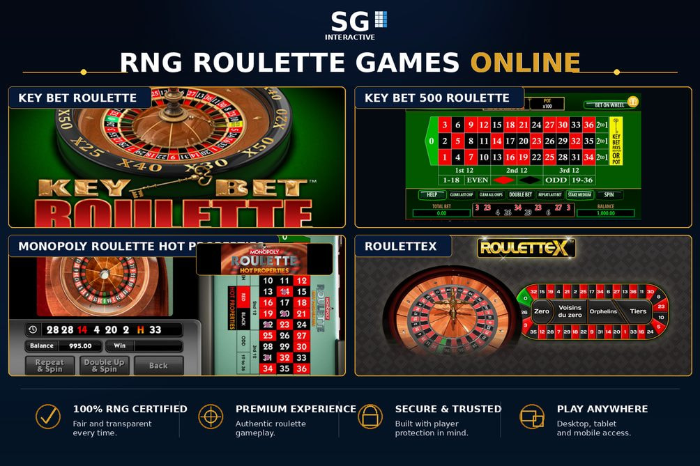SG Interactive RNG roulette games online – Key Bet Roulette, Key Bet 500 Roulette, Monopoly Roulette Hot Properties and RouletteX