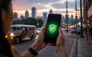 Smartphone user in Manila checking a licensed online gaming app