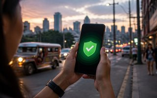 Smartphone user in Manila checking a licensed online gaming app